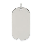 Sterling Silver Rhod-plate Eng. Dog Tag Polish Front/Satin Back Disc Charm